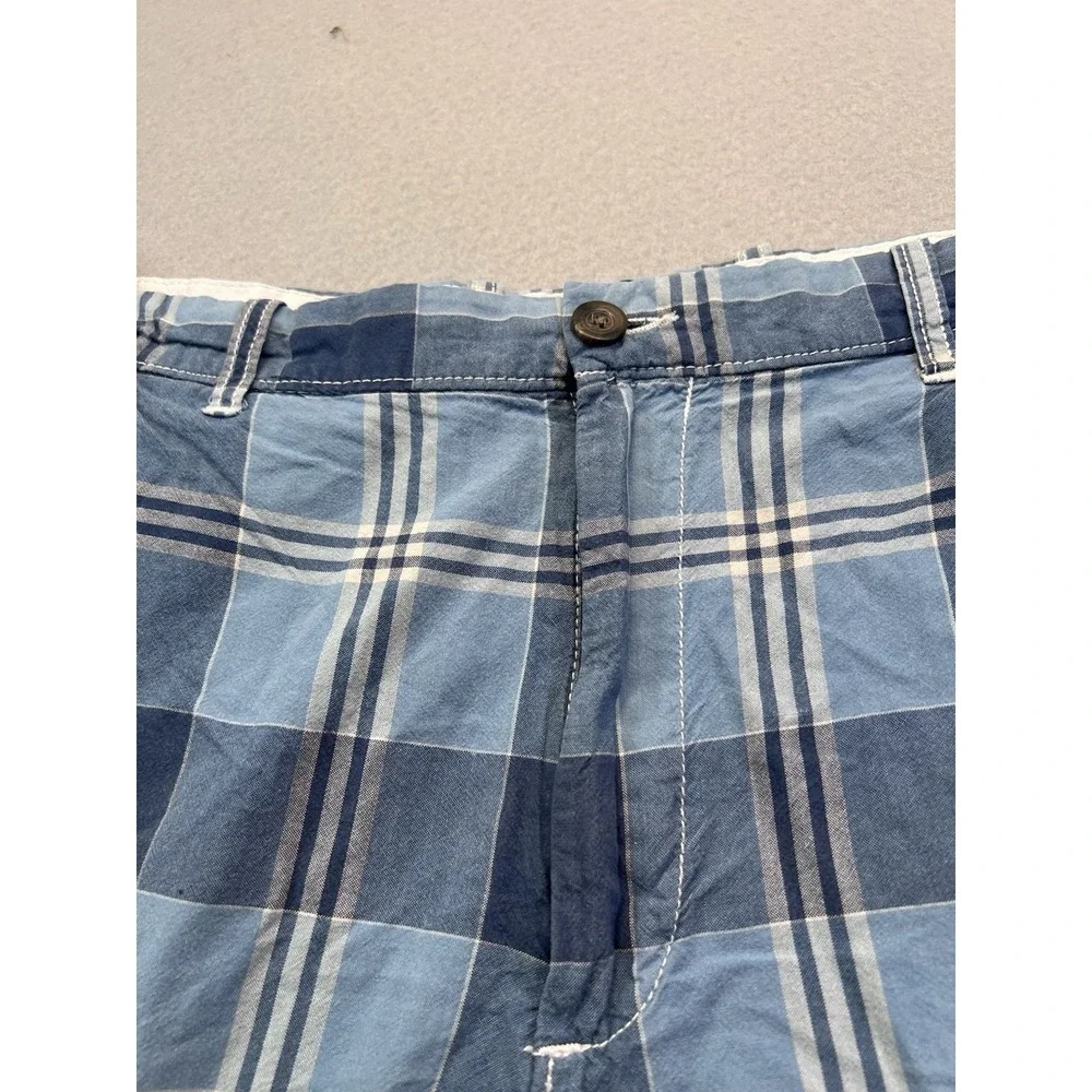 Gap Shorts Plaid Flat Front Cotton Bermuda 10" Long Chino Mens 38 Mixed Blue - Picture 2 of 8